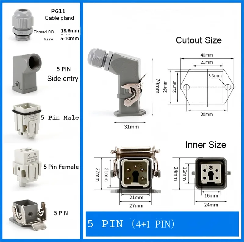 4/5 Pin MAG Heavy Duty Connectors